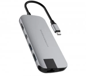 image of HYPERDRIVE Slim 8-port USB Type-C Connection Hub, Grey