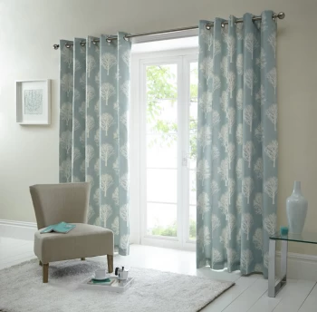 Image of Fusion Woodland Trees Curtains - 117x182cm - Duck Egg.