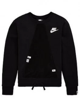 Image of Nike Sportswear Older Girls Heritage Crew Neck Sweat - Black