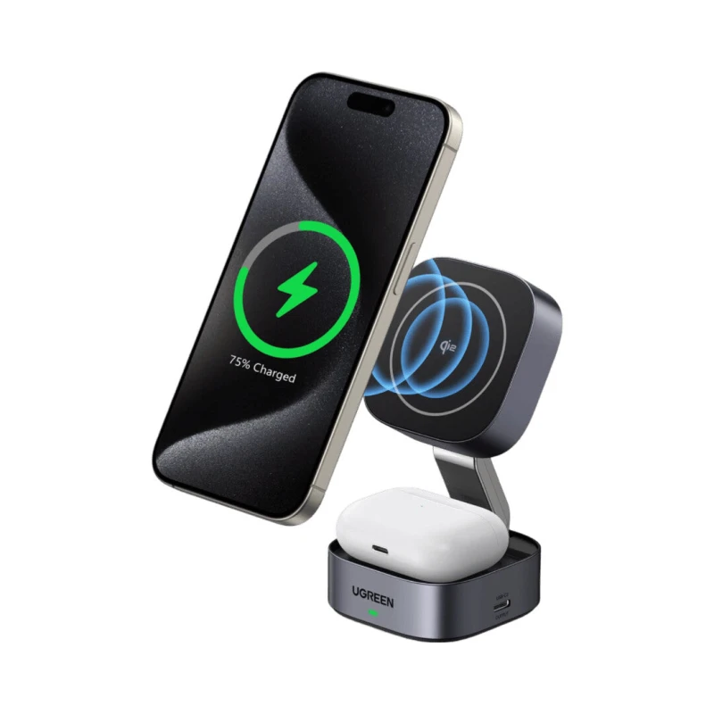 Image of Ugreen Ugreen 2-in-1 Qi2 Magnetic Foldable Charging Station (No AC Adapter) 35316