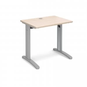 image of TR10 Straight Desk 800mm x 600mm - Silver Frame maple Top