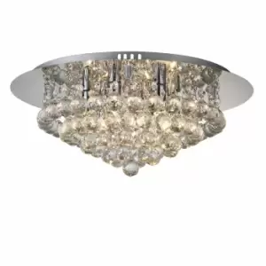 image of Nielsen Matese Crystal 6 Light Ceiling Light, Modern Chandelier With Crystal Droplets, Chrome Finish