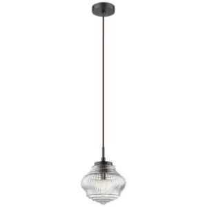 image of Netlighting Merano Evansville 18cm Dome Pendant Ceiling Light Clear Glass Brown