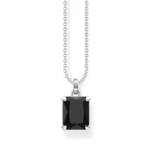 image of THOMAS SABO Silver Octagon Cut Onyx Stone Necklace