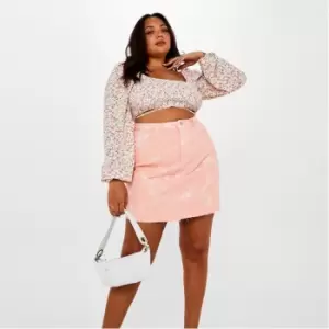 image of Missguided Plus Size Tie Dye Denim Mini Skirt - Pink