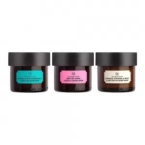 image of The Body Shop Himalayan Charcoal, Chinese Ginseng & Rice And British Rose Face Mask Kit