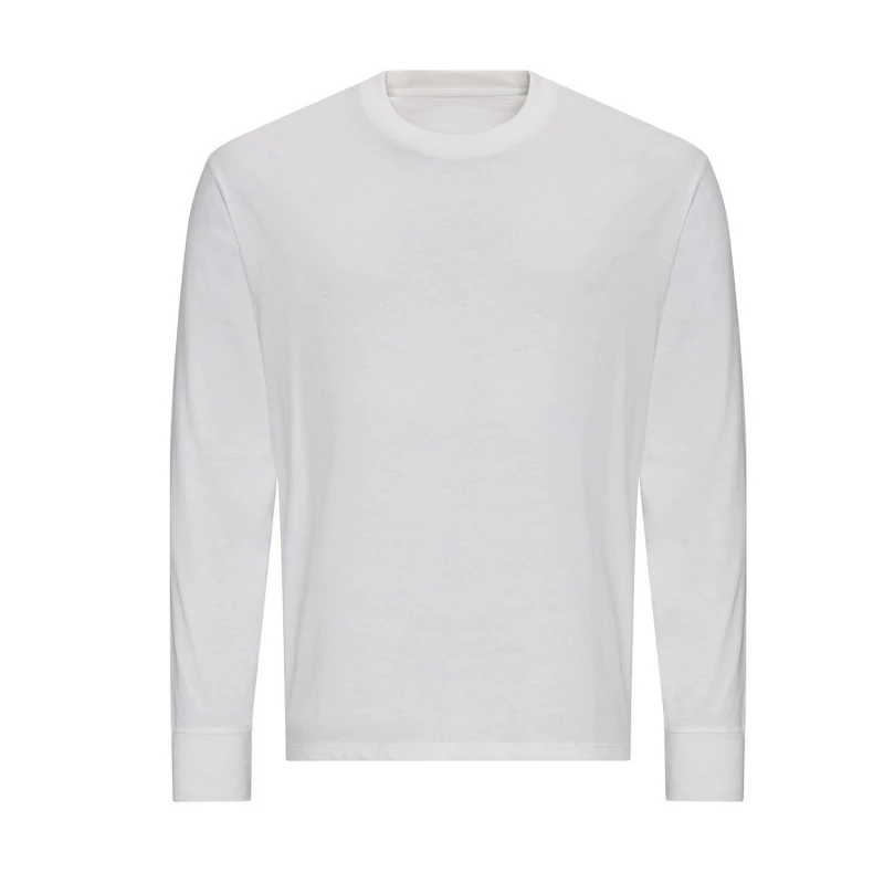 Image of AWDis Mens Oversized Long-Sleeved T-Shirt in White Size: Large White Male L