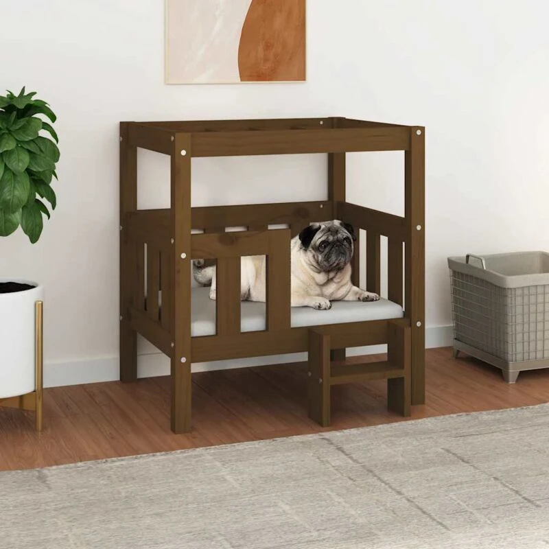 Image of VIDAXL Dog Bed Honey Brown 65.5x43x70cm Solid Wood Pine vidaXL 822375