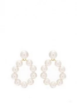 Image of Mood Mood Silver Plated Pearl Front Facing Drop Earrings