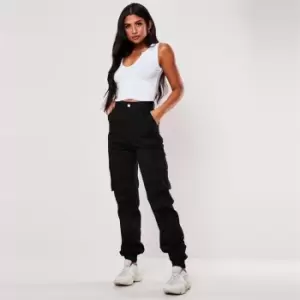 Missguided Petite Cargo cuffed trouser - Black