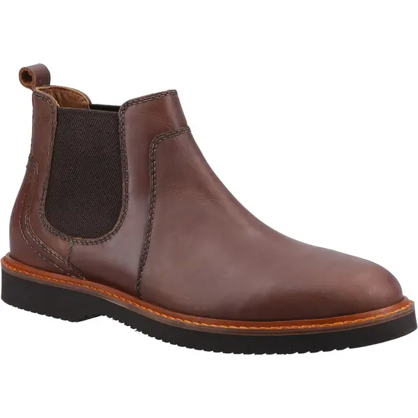 Image of Hush Puppies Mens Warren Leather Pull On Chelsea Ankle Boots - UK 10