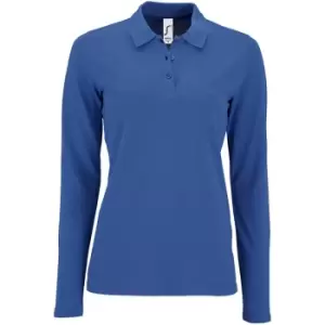 Image of SOLS Womens/Ladies Perfect Long Sleeve Pique Polo Shirt (3XL) (Royal Blue)