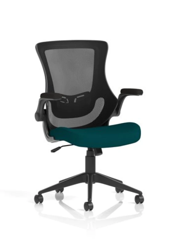 Image of Orbit Orbit Black Mesh Back Chair Bespoke Colour Seat Maringa Teal KCUP2143
