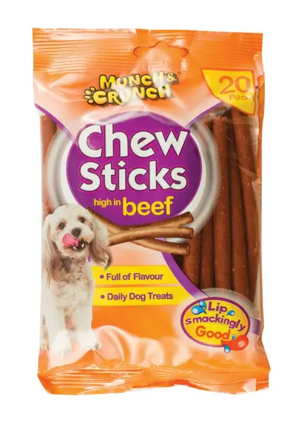 Munch and Crunch Chew Meat Dog Sticks 20Pcs