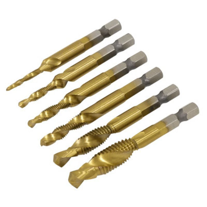 Image of Sealey 6 Piece Hex Shank Tapping Drill Bit Set M3 - M10 AK3025