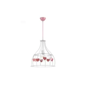 image of Titta Heart Design Wire Frame Pendant Ceiling Light, Hearts