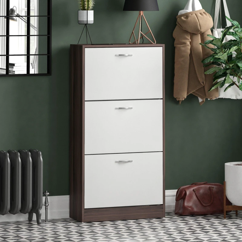 Image of Lassic Vida Designs 3 Drawer Shoe Cabinet Walnut & White unisex 3 Drawer