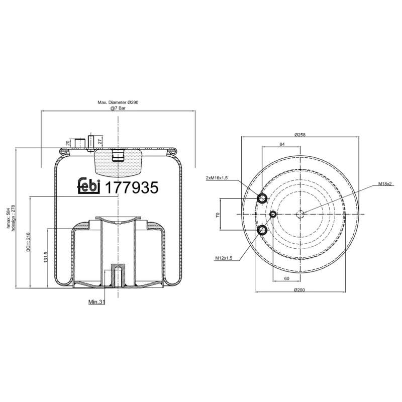 Image of Boot, air suspension FEBI BILSTEIN 177935
