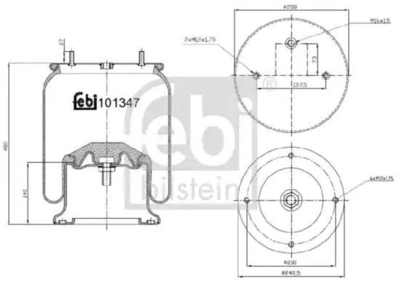 Image of FEBI BILSTEIN 101347 Boot, air suspension Front Axle Right Boot,air suspension (324)