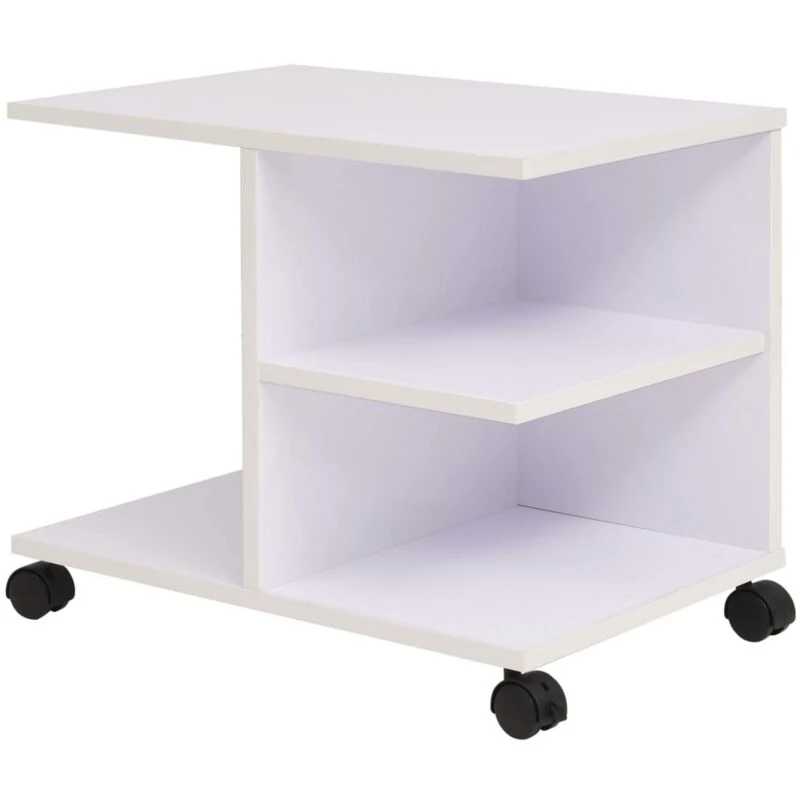 Image of vidaXL Rolling Shelf White Standing Bookcase Storage Side Table Furniture