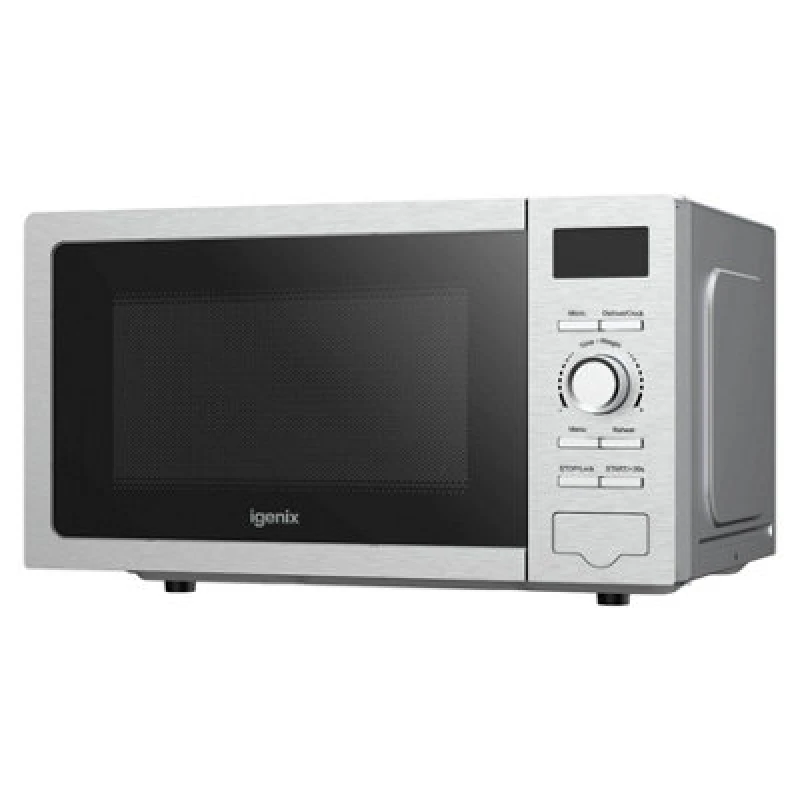Image of Igenix 20L 800W Stainless Steel Digital Microwave, 5 Power Levels, Defrost, 60-Min Timer, Push Button Door, Turntable