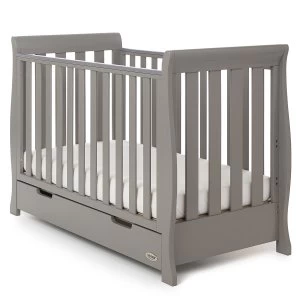 image of Obaby Stamford Mini Sleigh Cot Bed - Taupe Grey