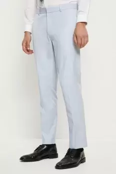 Image of Mens Slim Fit Blue Cotton Stretch Suit Trousers