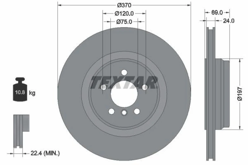 Image of Brake disc TEXTAR 92270003