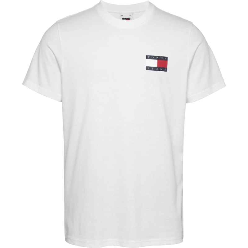 Image of Tommy Jeans Mens Slim Essential Flag Regular Fit T-Shirt White male XL
