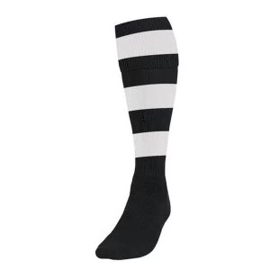 Image of Precision Hooped Football Socks Large Boys Black/White