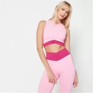 image of Missguided MSGD Sports Cross Front Colourblock Gym Crop Top - Pink