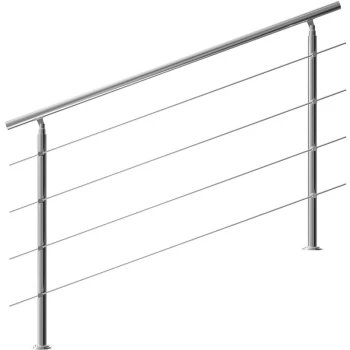 Image of Banisters Stainless Steel Indoor and Outdoor Handrail Railing Balustrade Balcony 4 crossbars, 160cm - Monzana