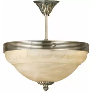 Image of Loops - Flush Ceiling Light Colour Bronze Shade Champagne Glass Alabaster Bulb E14 3x60W