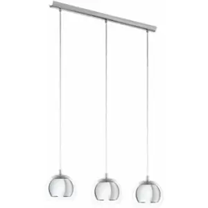 Image of Pendant Ceiling Light Colour Chrome Plated Shade Clear Glass Bulb E27 3x40W