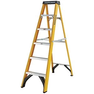 Image of Youngman S400 6 Tread Fibreglass Stepladder