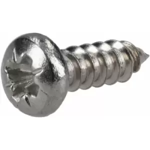 image of R-TECH 337123 Pozi Pan Head Self-Tapping A2 S/St Screws No. 4 9.5mm - Pk 100