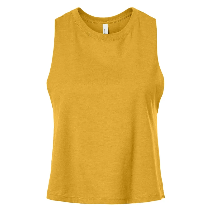 Image of Bella + Canvas Womens Racerback Cropped Sleeveless Tank Top in Light Green Size: XL Light Green Female XL