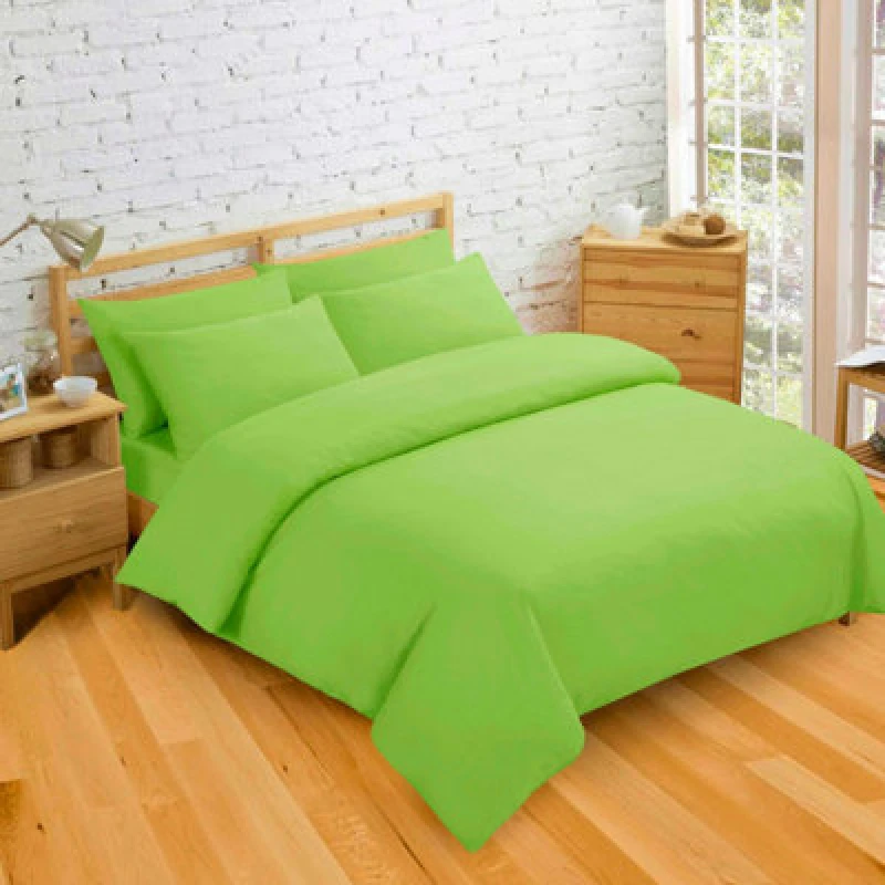 Image of Velosso Lime Plain Dyed Duvet Cover And Pillowcase Set King