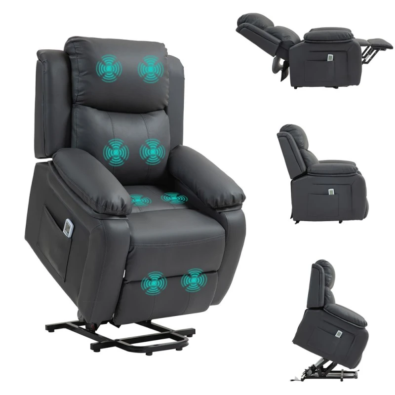 Image of Homcom Riser And Recliner Chair Power Lift Recliner With Remote Dark Grey 713-091V70CG