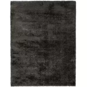 image of Modern Very Soft Velvet Shaggy Charcoal Rug Deep Pile Home Carpet in 120x170cm (4'x5'6'')