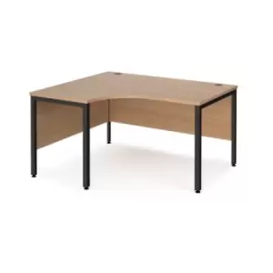 Image of Office Desk Left Hand Corner Desk 1400mm Beech Top With Black Frame 1200mm Depth Maestro 25 MB14ELKB