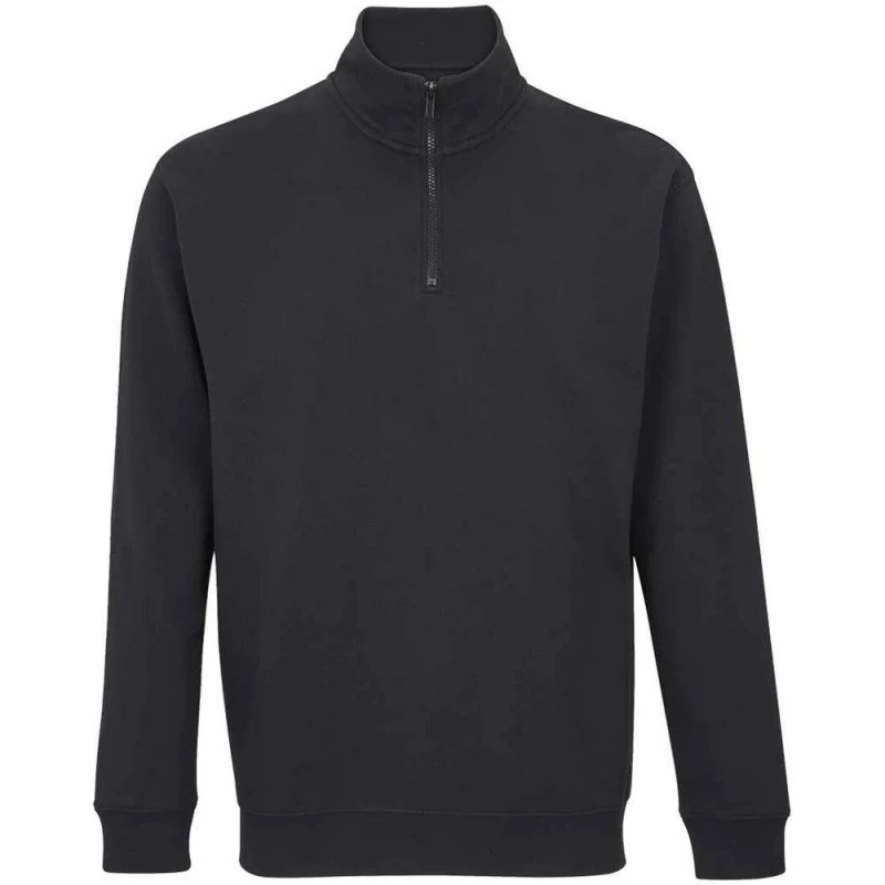 Image of SOL'S Mens Conrad Quarter Zip Sweatshirt in Black Size: XS Black Male XS