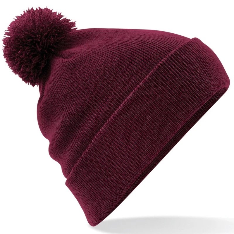 Image of Beechfield Beechfield Men Original Pom Pom Winter Beanie Hat in Burgundy Burgundy One Size Male 5057080745951