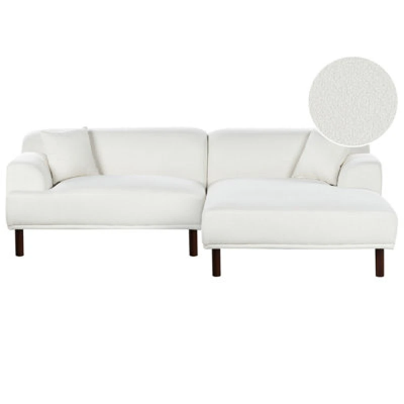 Image of Beliani Corner Sofa 3 Seater Holt Boucle White Left Hand