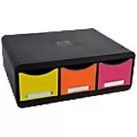 image of Exacompta Drawer Unit with 3 Drawers Toolbox Maxi Plastic Assorted 35.5 x 27 x 13.5 cm