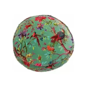 Image of Riva Paoletti Paradise Faux Velvet Round Cushion Cover, Aqua, 50 Cm Diameter