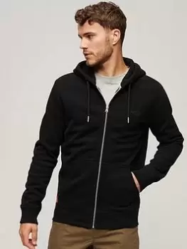Image of Superdry Essential Logo Zip Hoodie - Black, Size 2XL, Men