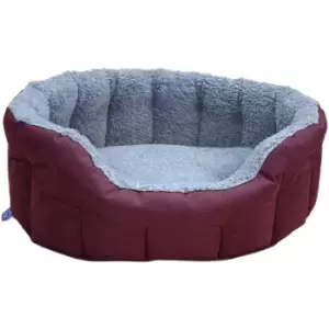Image of P&l Superior Pet Beds Ltd Large Drop Fronted Bolster Style Pet Bed - Red Wine & Silver