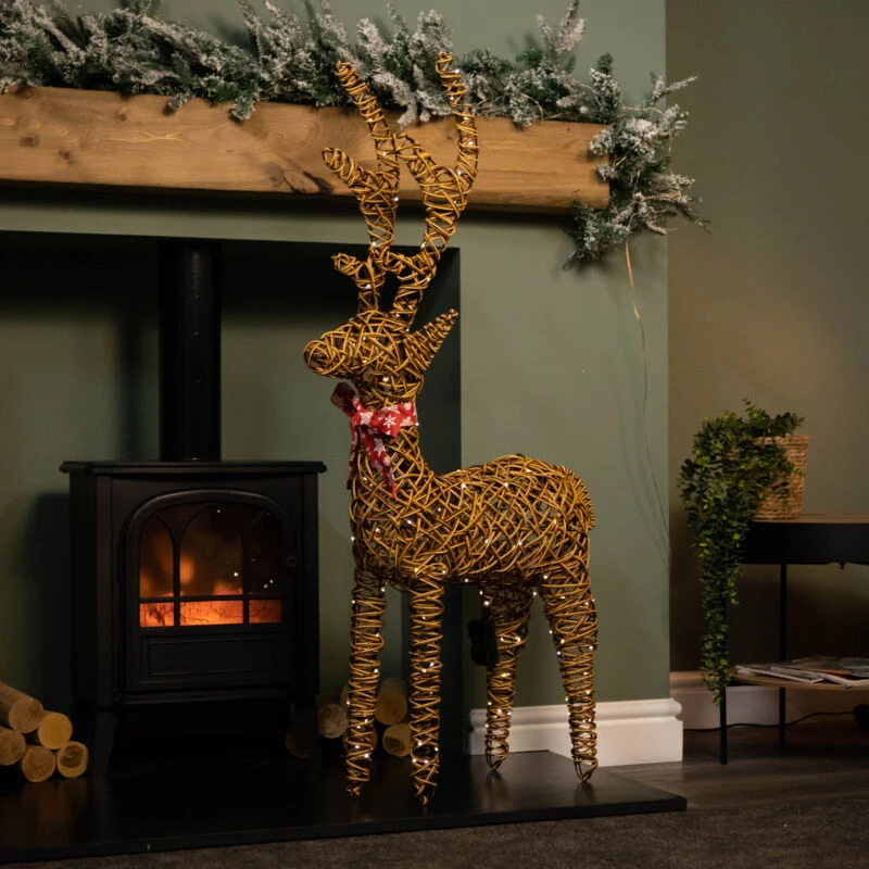 Image of Samuel Alexander 1.15M Battery Operated Light Up Brown Christmas Reindeer With 120 Warm White Leds