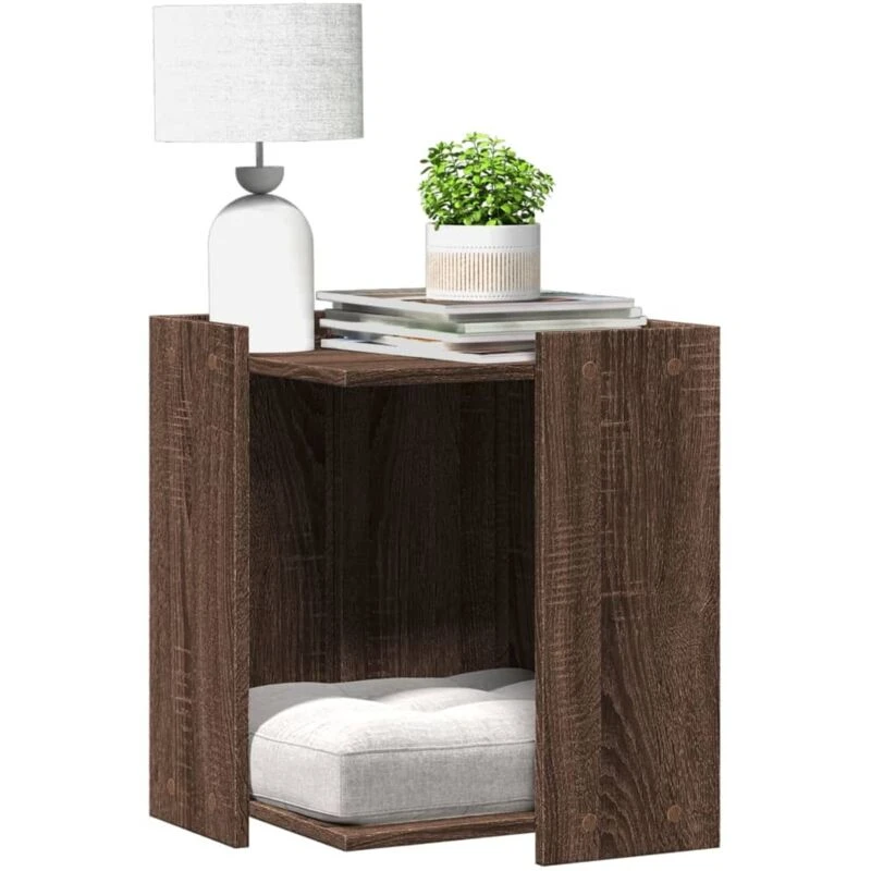 Image of vidaXL Cat Litter Box Enclosure Brown Oak 42x42x51cm Engineered Wood, Brown 857748